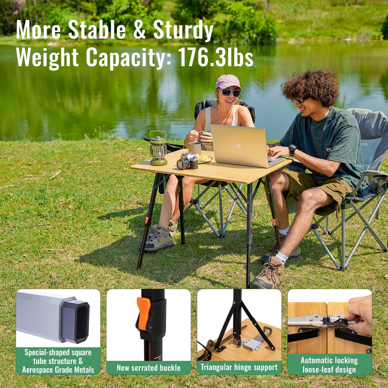 Load image into Gallery viewer, KingCamp Folding Bamboo Table Stable and Sturdy
