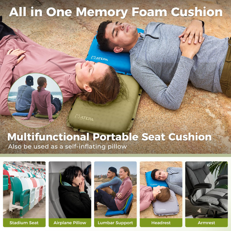 Load image into Gallery viewer, ATEPA BUBBLE 6.5 Self-Inflating Memory Foam Seat Cushion
