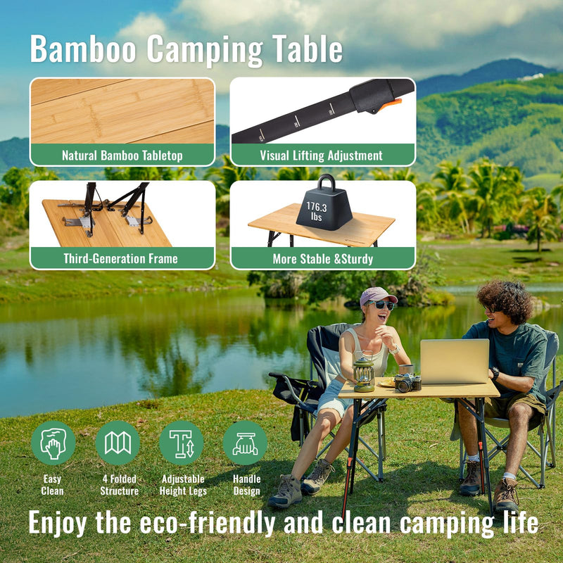 Load image into Gallery viewer, KingCamp Folding Bamboo Camping Table
