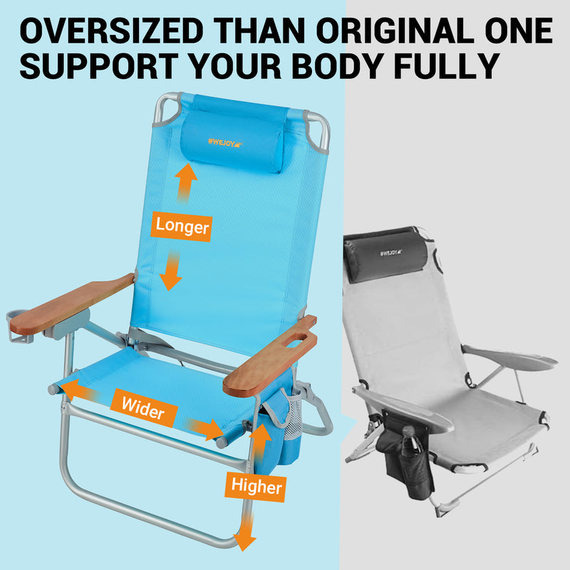 Load image into Gallery viewer, WEJOY Oversized Reclining 4 Positions Beach Chair
