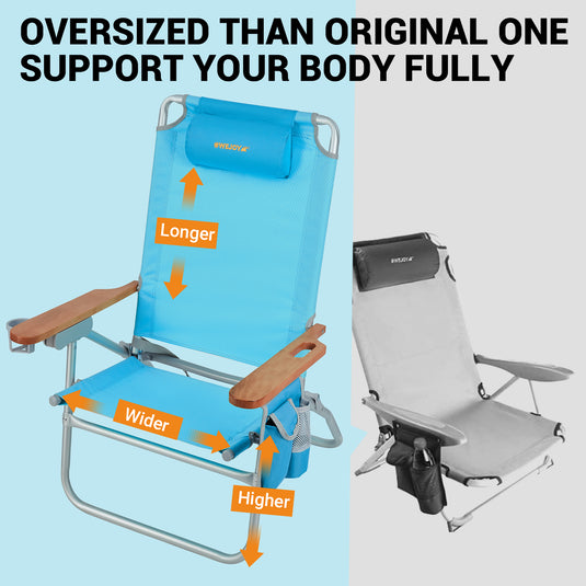 WEJOY Oversized Reclining 4 Positions Beach Chair