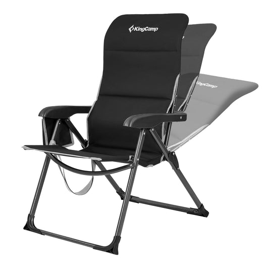 Reclining Camping Chair with Cotton Cushion,Cooler Bag,Removable Footrest  Lounge Chair,Portable Adjustable Folding Camp Chairs for Adults Outdoor