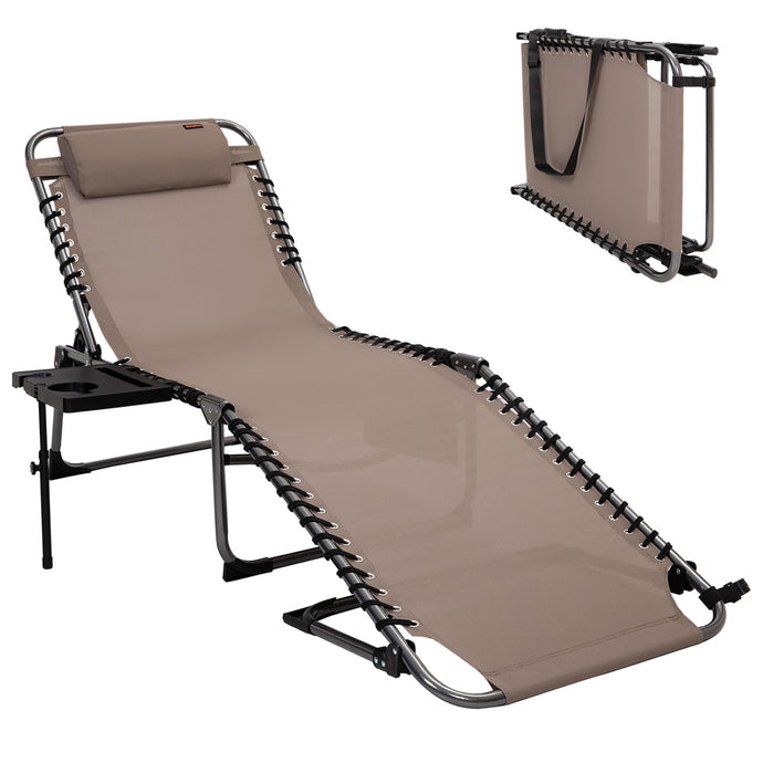 KingCamp Cool Lounge Chair Plus Textilene Lounge Chair with Side Table