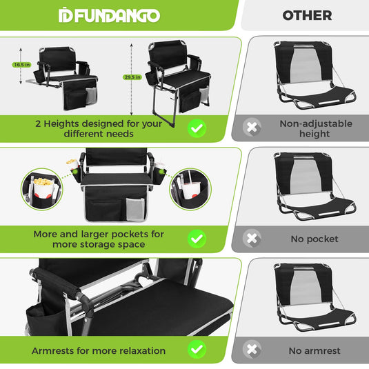 FUNDANGO Stadium Seat for Bleachers with Back Support