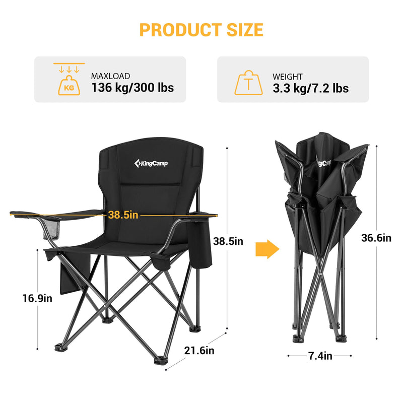 Load image into Gallery viewer, KingCamp Padded Outdoor Folding Quilted Armchair with Built In Cupholder
