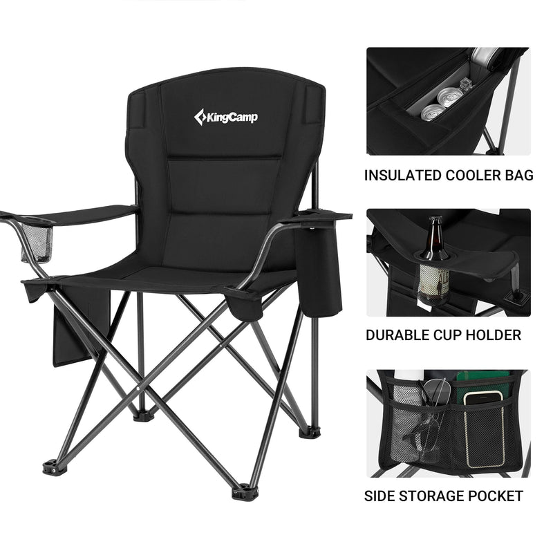 Load image into Gallery viewer, KingCamp Padded Outdoor Folding Quilted Armchair with Built In Cupholder
