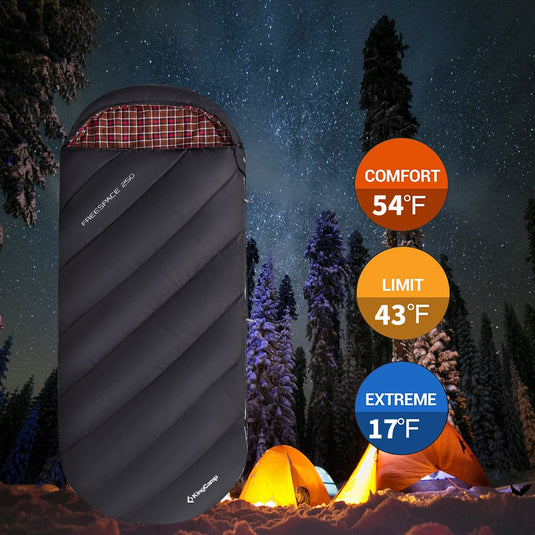 KingCamp FREESPACE 250 3-Season Plus Size Flannel Sleeping Bag