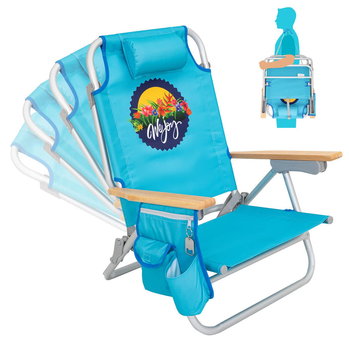 WEJOY Portable Beach Chair with 4 Positions Aluminum Camping Chair