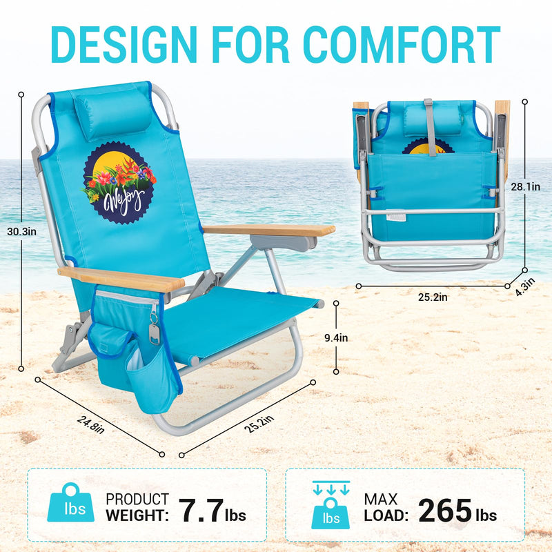 Load image into Gallery viewer, WEJOY Portable Beach Chair with 4 Positions Aluminum Camping Chair
