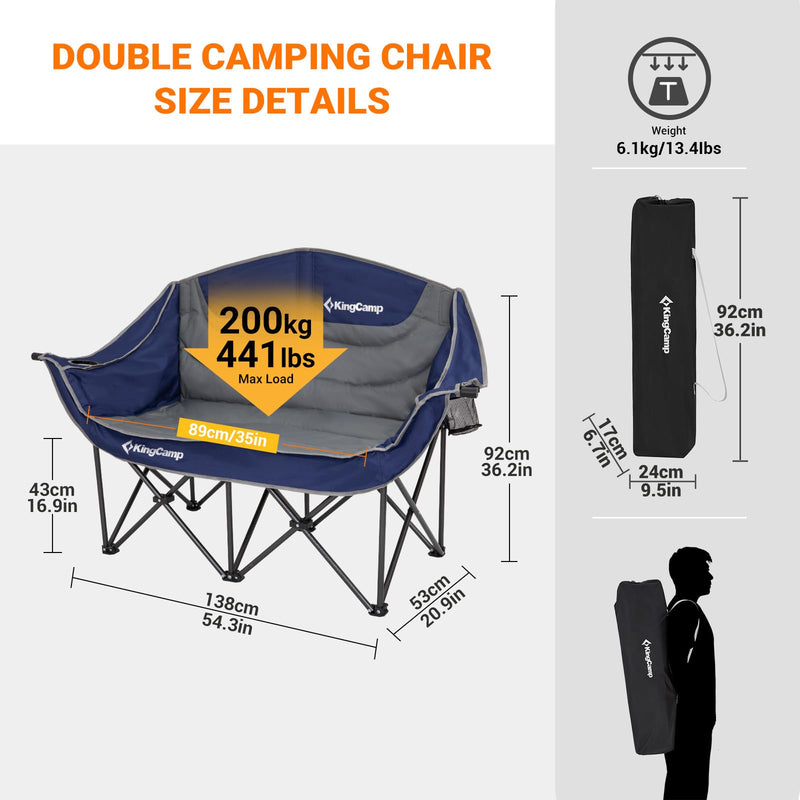 Load image into Gallery viewer, KingCamp Double Sofa Chair Heavy-Duty Loveseat Camping Chair
