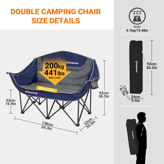 KingCamp Double Sofa Chair Heavy-Duty Loveseat Camping Chair