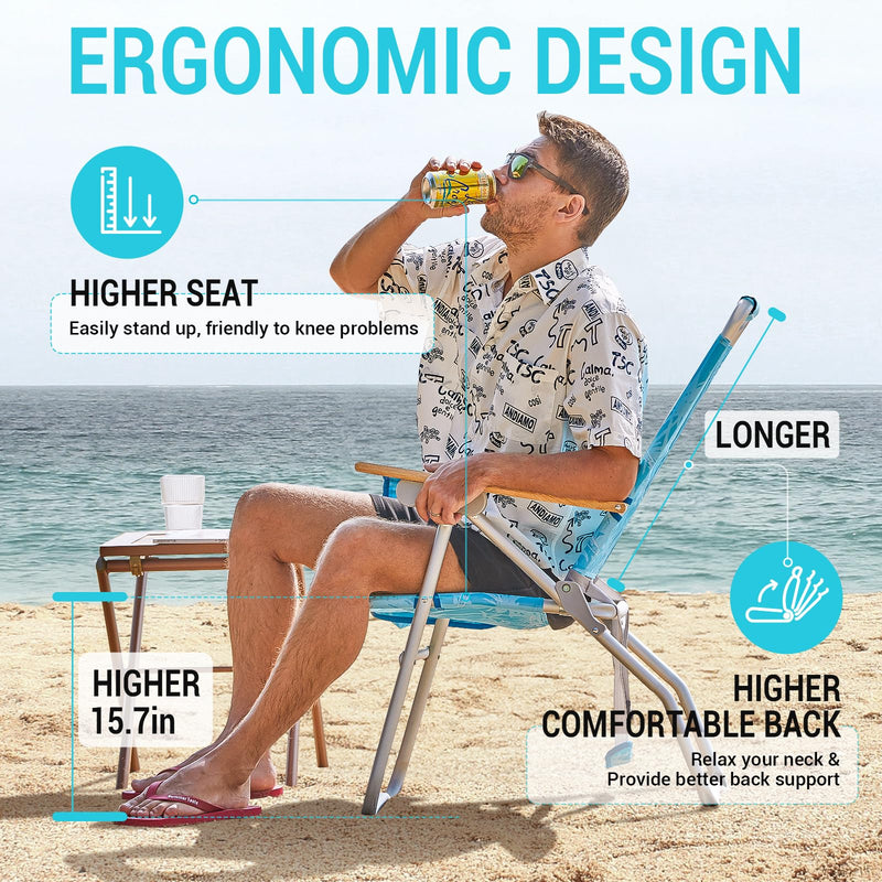 Load image into Gallery viewer, WEJOY Premium High Back Beach Chair Aluminum Camping Chair
