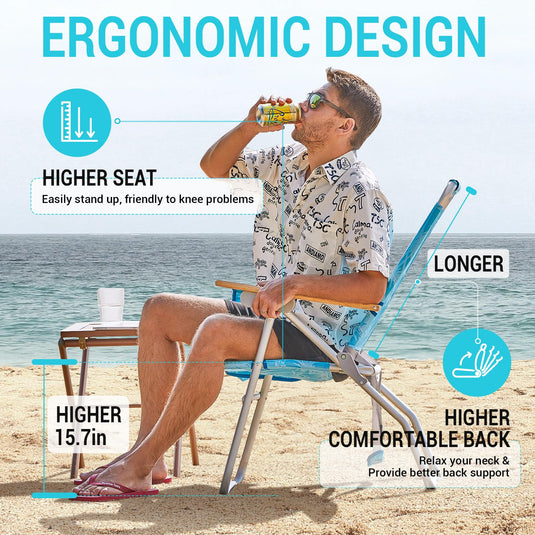 WEJOY Premium High Back Beach Chair Aluminum Camping Chair