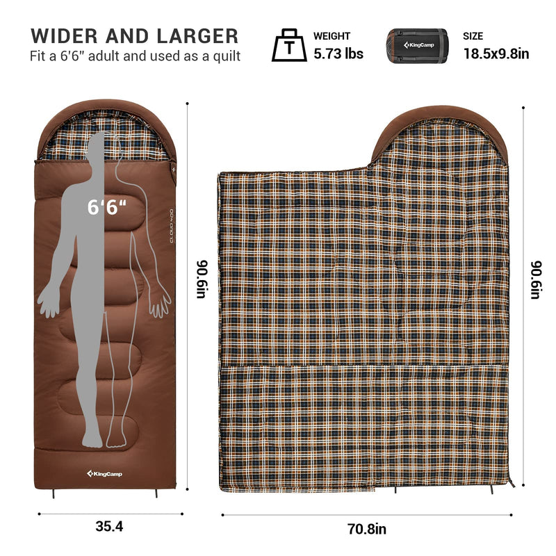 Load image into Gallery viewer, KingCamp CLOUDY 400 Sleeping Bag-Envelope With Hood
