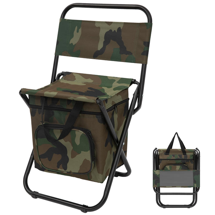 FUNDANGO Cooler Backrest Stool Fishing Chair with Cooler Bag