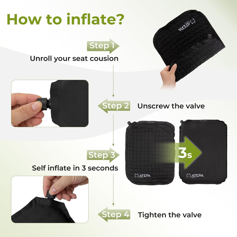 Load image into Gallery viewer, ATEPA Inflatable Stadium Seat Cushion Lightweight Self-Inflatable Memory Foam Seat Cushion for Stadium Airplane Travel
