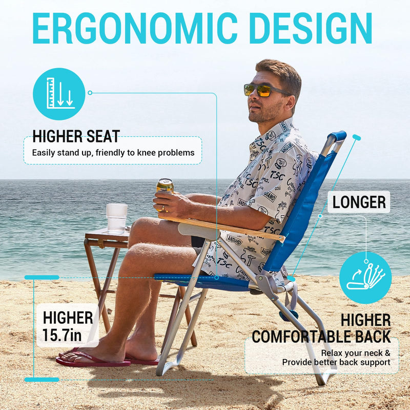 Load image into Gallery viewer, WEJOY Premium High Back Beach Chair Aluminum Camping Chair
