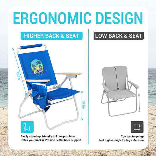 WEJOY Premium High Back Beach Chair Aluminum Camping Chair