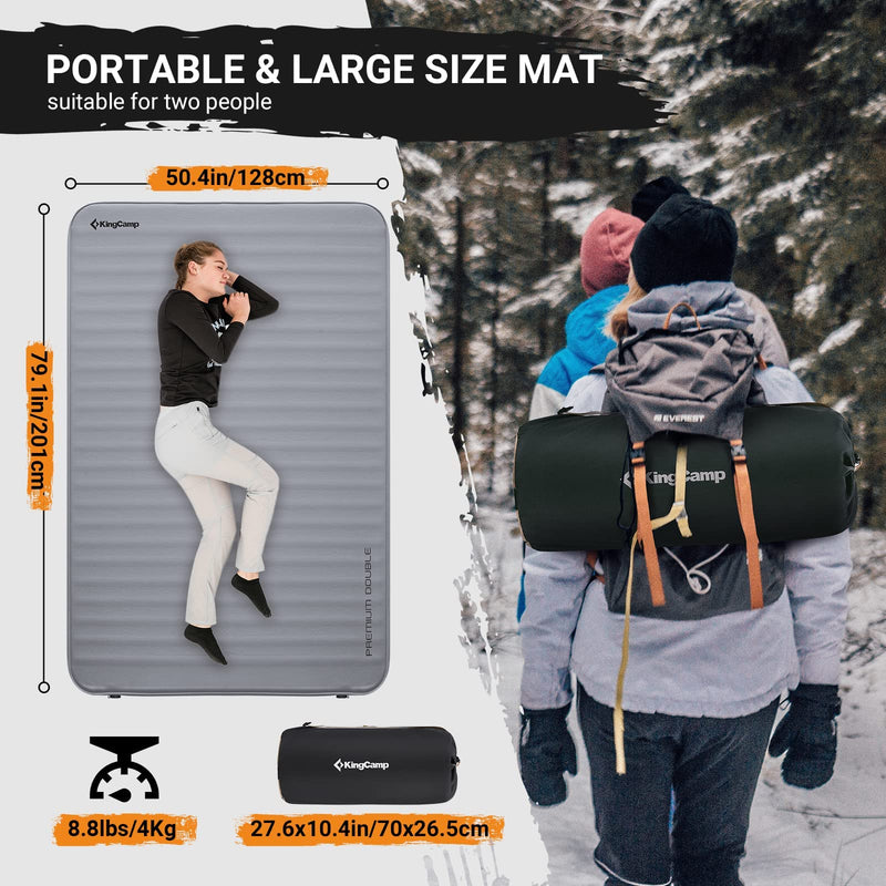 Load image into Gallery viewer, KingCamp PREMIUM Double 7.5 cm Thick Self-Inflating Camping Mattress
