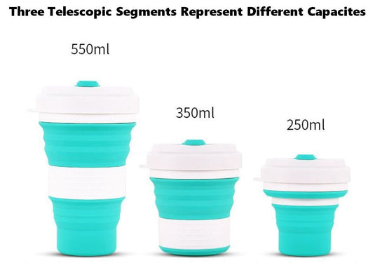 KinWild 3 Adjustable Creative Silicone Travel 550ml Coffee Cup