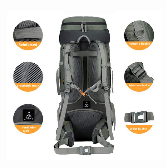 KinWild 75L Camping Hiking Backpacks With Rain Cover