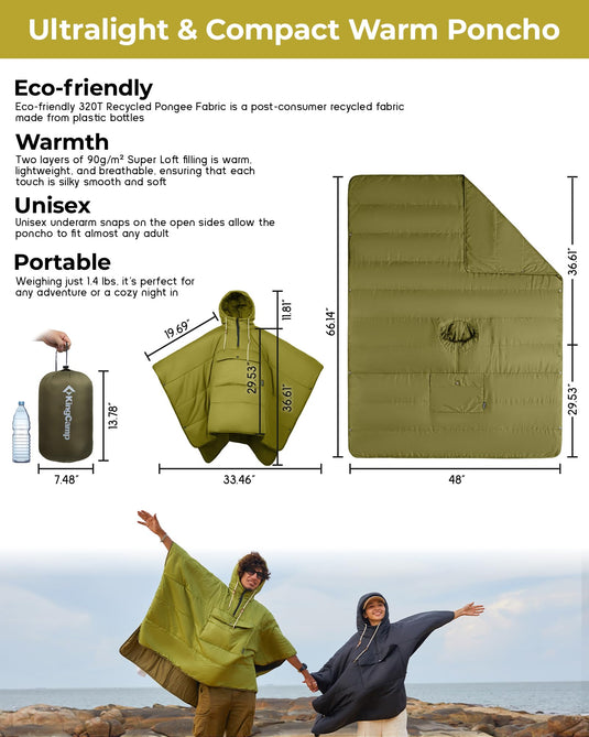 KingCamp Camping Wearable Blanket Poncho