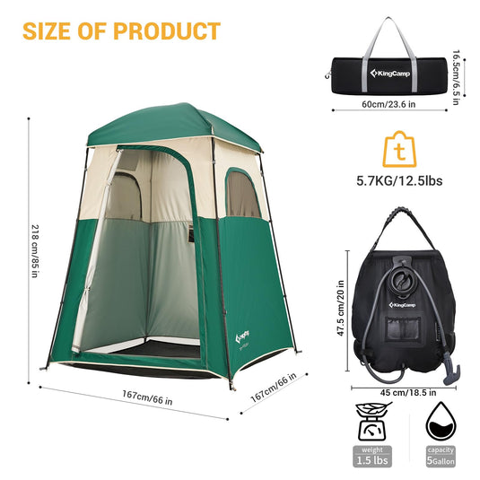 KingCamp MARASUSA Oversize Camping Shower Tent 1/2 Room Outdoor Toilet Tent