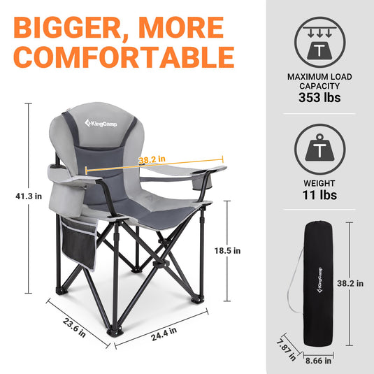 KingCamp Camping Armchair Heavy Duty Ergonomic Padded Arm Chair