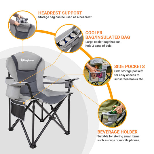 KingCamp Camping Armchair Heavy Duty Ergonomic Padded Arm Chair