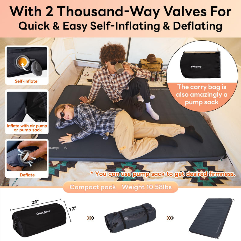 Load image into Gallery viewer, KingCamp Self-Inflating Sleeping Pad with 3D Side Walls
