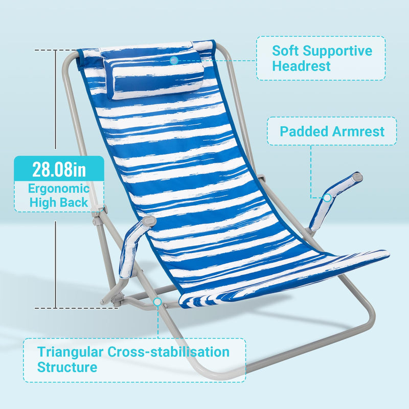 Load image into Gallery viewer, WEJOY High Back Beach Chair With Padded Headrest
