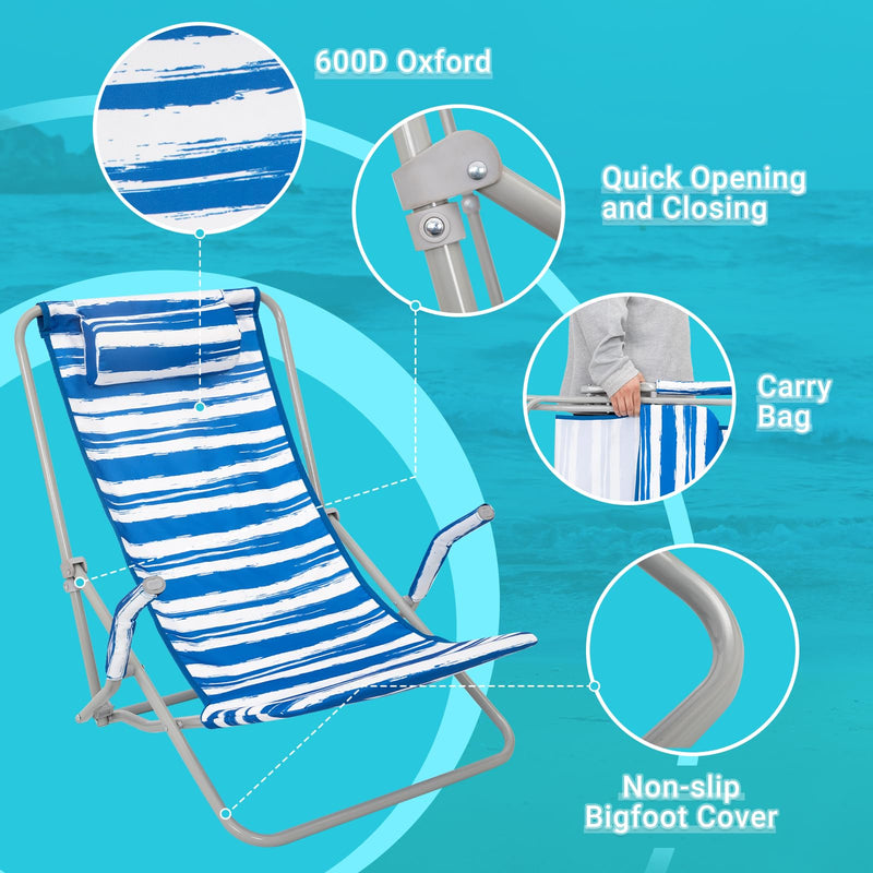 Load image into Gallery viewer, WEJOY High Back Beach Chair With Padded Headrest
