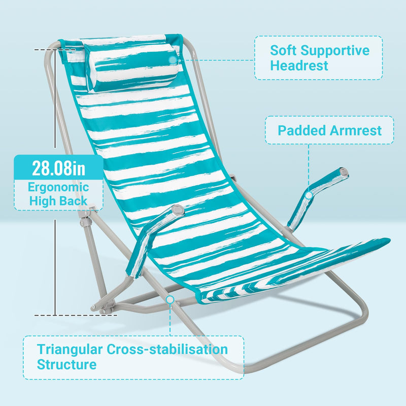 Load image into Gallery viewer, WEJOY High Back Beach Chair With Padded Headrest
