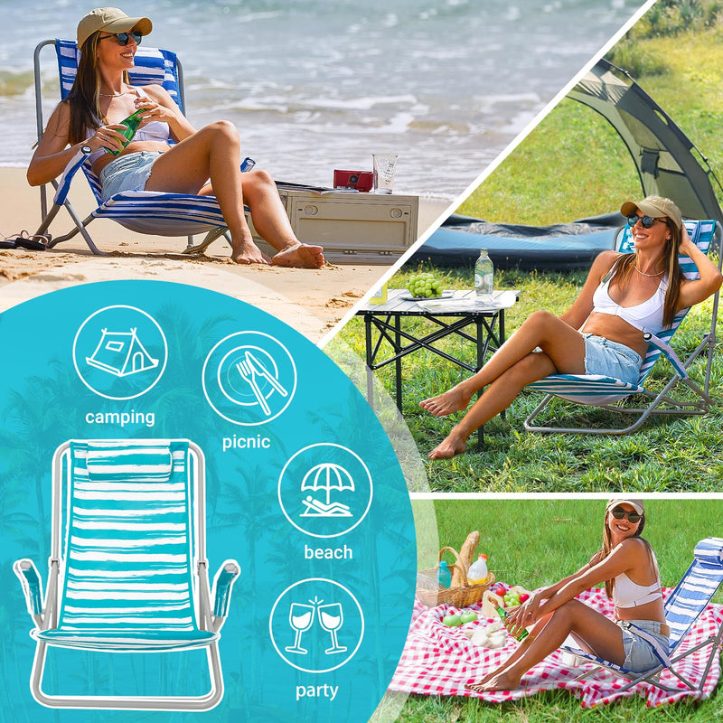 Load image into Gallery viewer, WEJOY High Back Beach Chair With Padded Headrest
