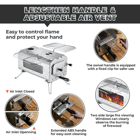 KingCamp Surefire Stove Stainless Steel Frame Hot Tent Stove