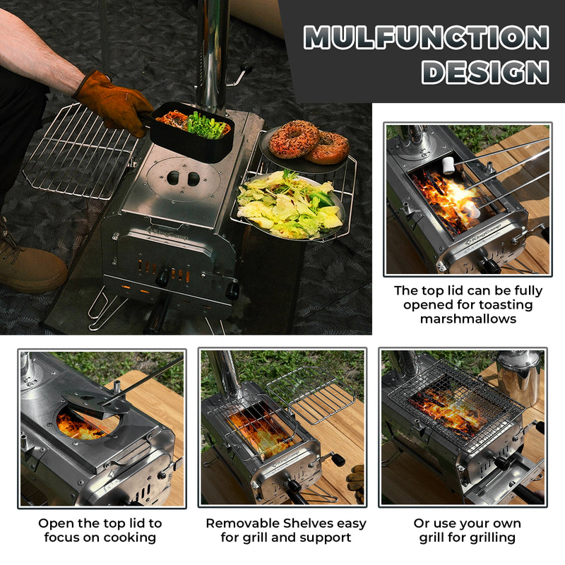 Load image into Gallery viewer, KingCamp Surefire Stove Stainless Steel Frame Hot Tent Stove
