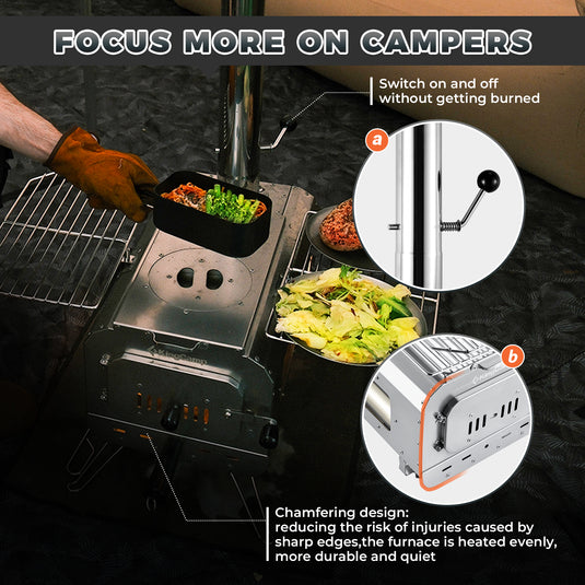 KingCamp Surefire Stove Stainless Steel Frame Hot Tent Stove