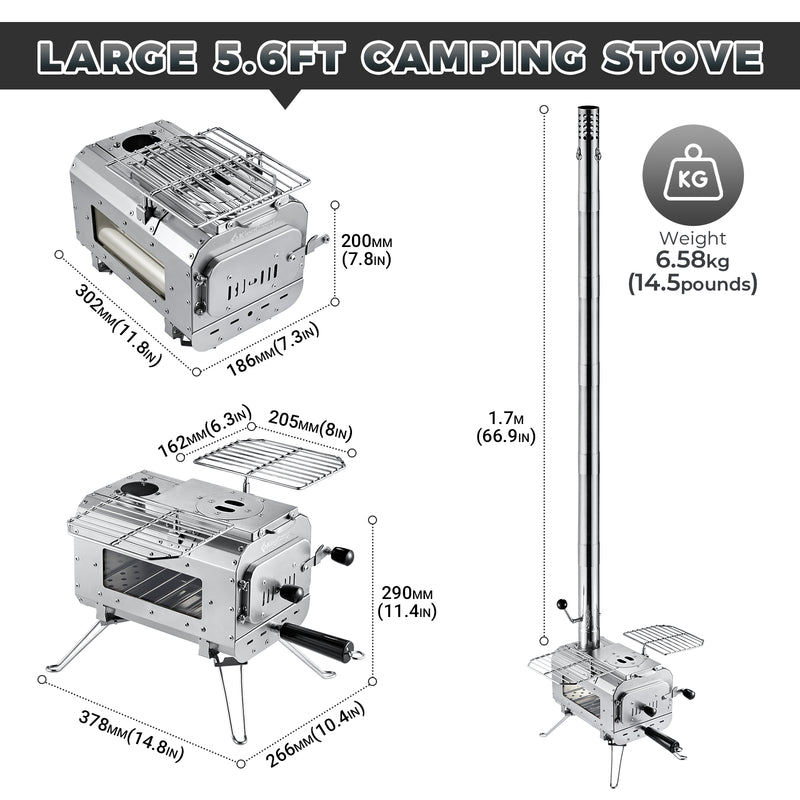 Load image into Gallery viewer, KingCamp Surefire Stove Stainless Steel Frame Hot Tent Stove
