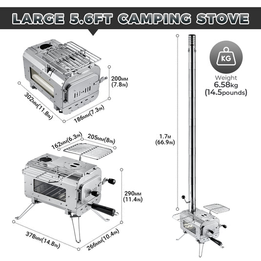 KingCamp Surefire Stove Stainless Steel Frame Hot Tent Stove