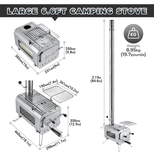 KingCamp Surefire Stove Stainless Steel Frame Hot Tent Stove