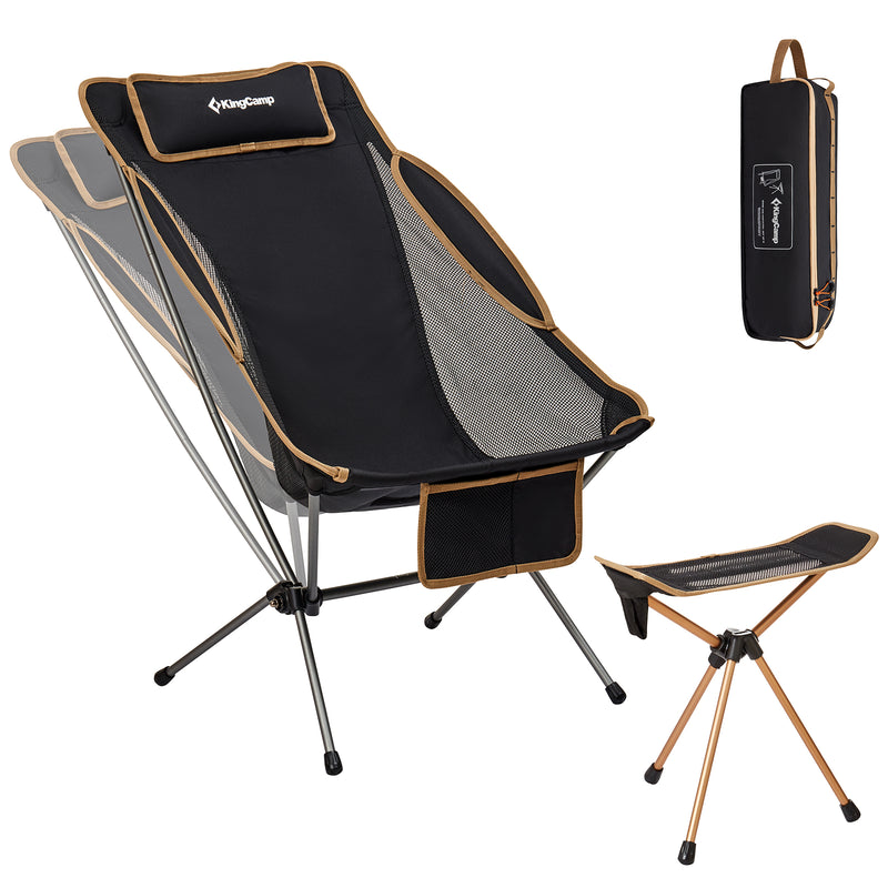 Load image into Gallery viewer, KingCamp Adjustable High-Back Camping Chair with Footrest Stool Set
