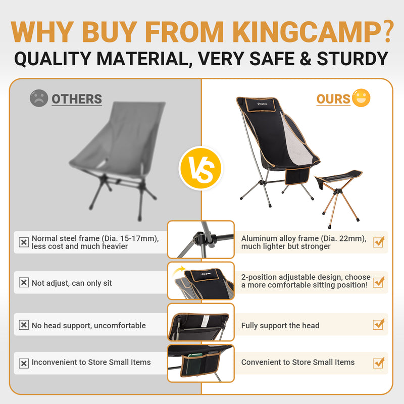 Load image into Gallery viewer, KingCamp Adjustable High-Back Camping Chair with Footrest Stool Set
