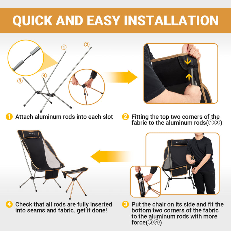 Load image into Gallery viewer, KingCamp Adjustable High-Back Camping Chair with Footrest Stool Set
