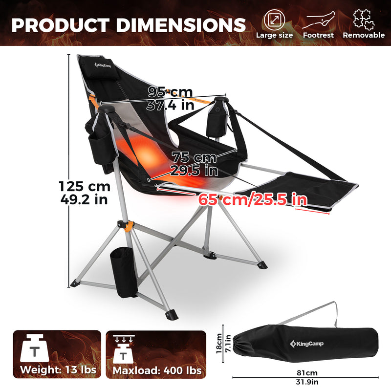 Load image into Gallery viewer, KingCamp ORCHID C20 PLUS Heated Camping Hammock Chair with Removable Footrest
