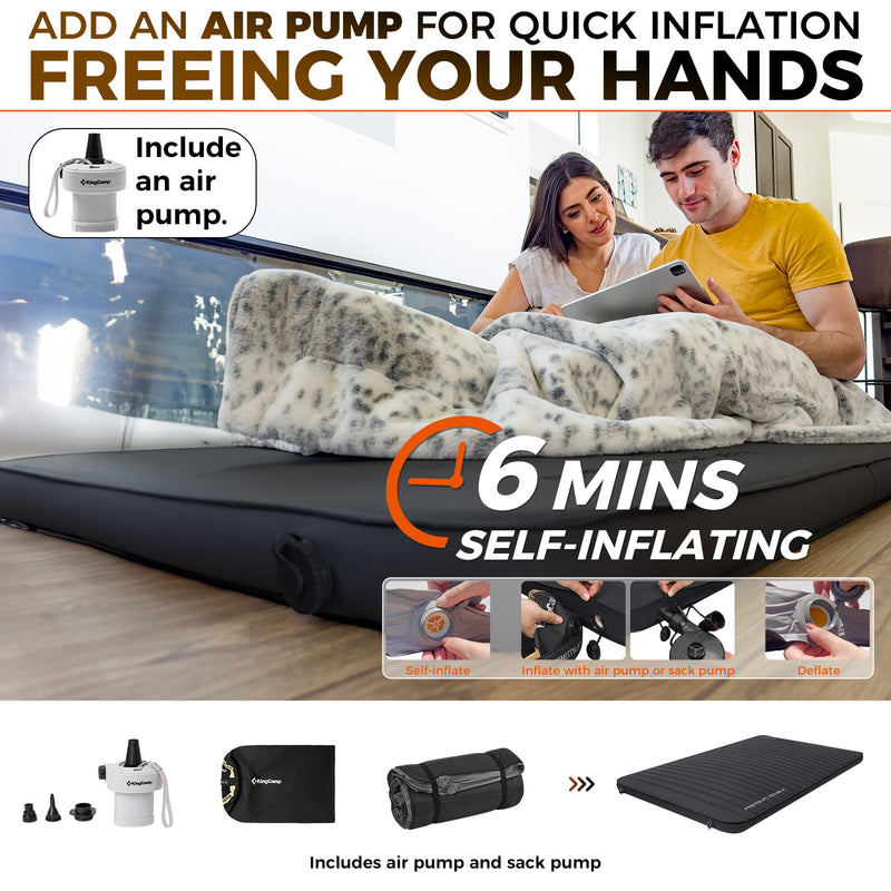 Load image into Gallery viewer, KingCamp 3D Double Self-Inflating Camping Mattress with Built-in Pump
