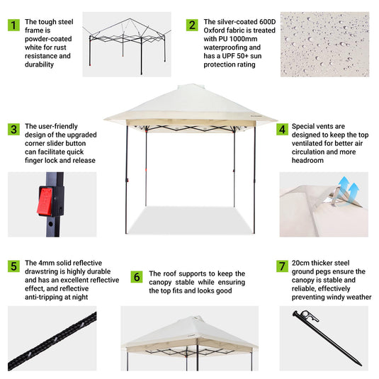 FUNDANGO 10x10ft Pop Up Outdoor Canopy Tent Sun Shelter Tent