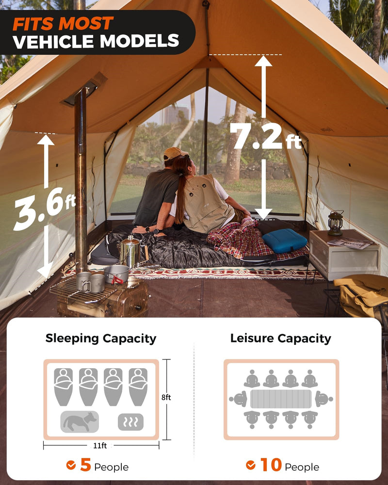 Load image into Gallery viewer, KingCamp MOUNTAIN IN C2 Canvas Cabin Tent 8&#39; x 11&#39; Wall Tent With Stove Jack
