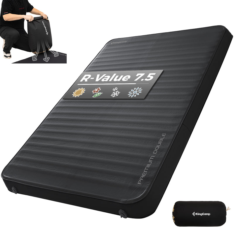 Load image into Gallery viewer, KingCamp PREMIUM Double 7.5 cm Thick Self-Inflating Camping Mattress
