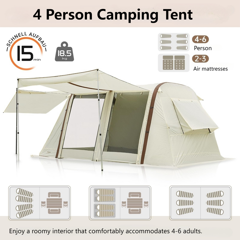 Load image into Gallery viewer, KingCamp NUOVA AIR Inflatable Tunnel Tent, 4 Person Camping Tent
