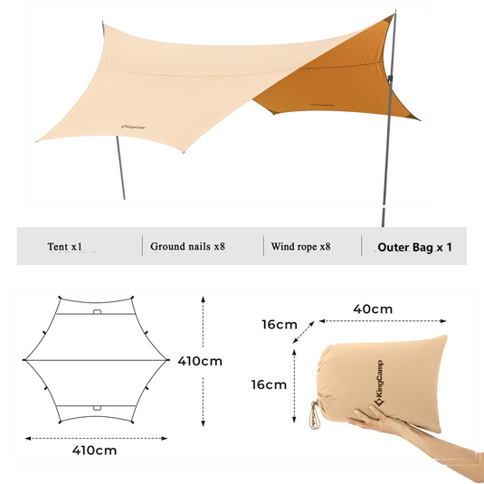 KingCamp Hexagonal T/C Camping Tarp